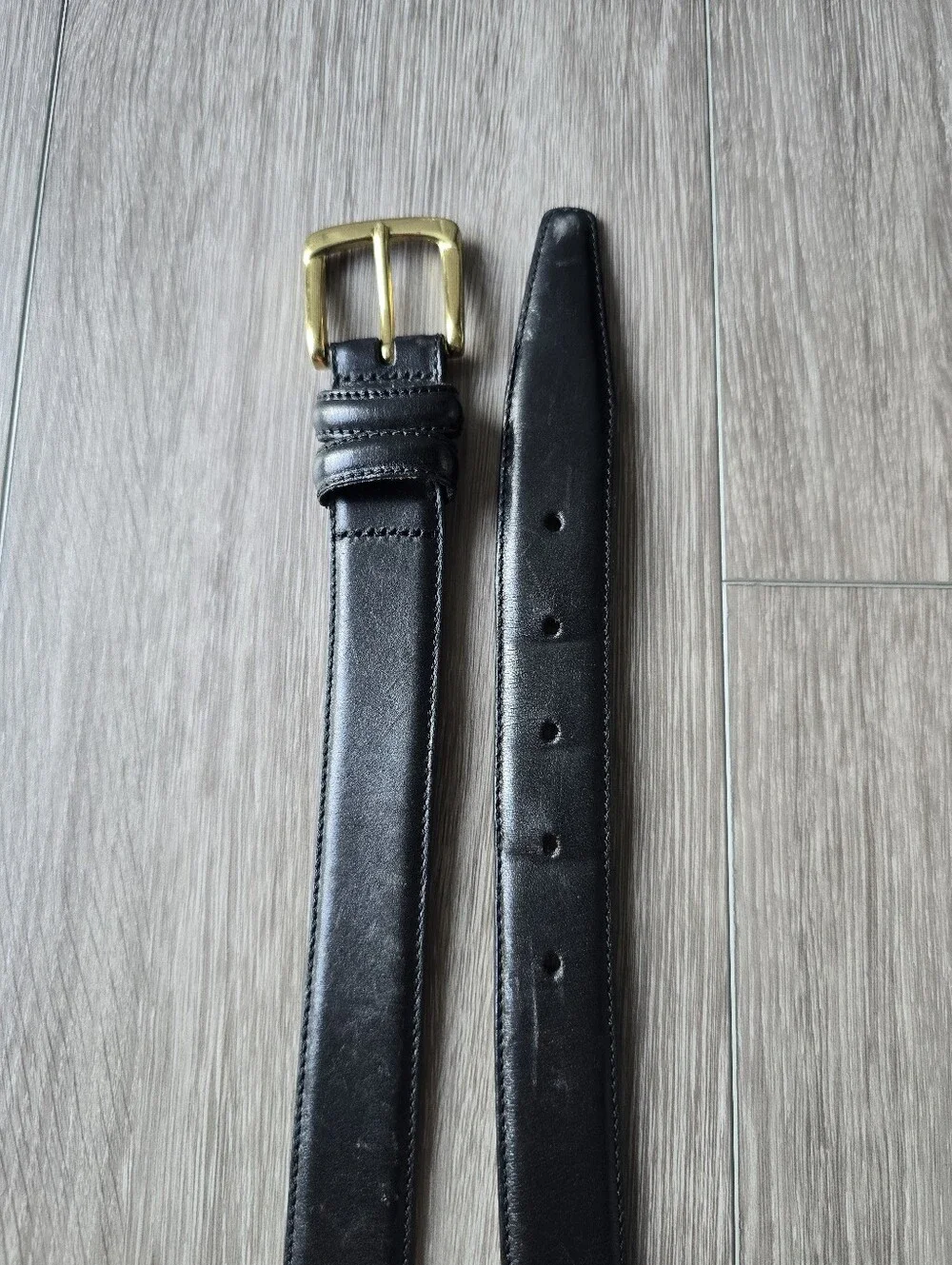 Haggar Black Label Mens Black Full Grain Leather Dress Belt Gold Buckle Sz 40